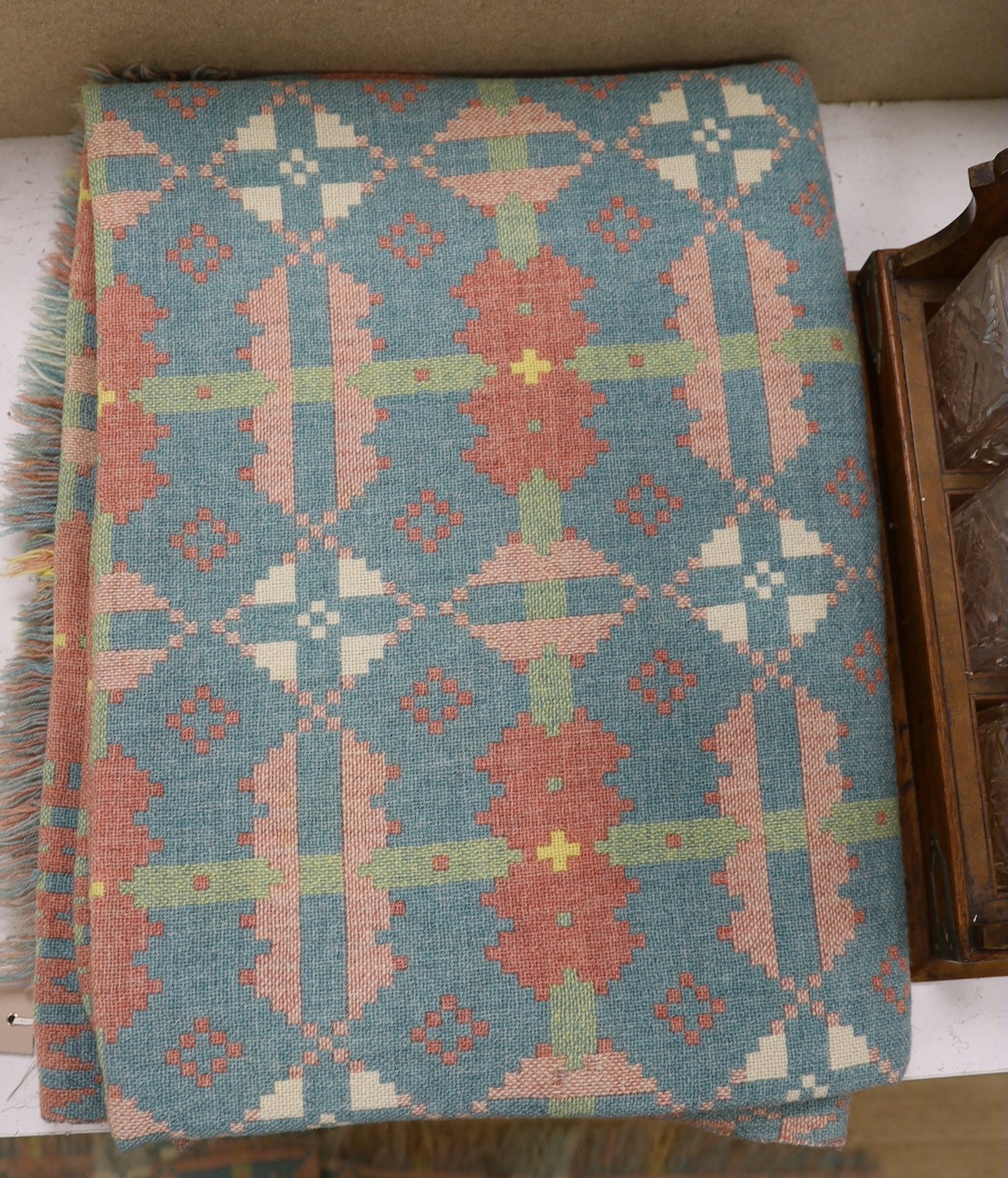 A pair of Welsh woollen blankets